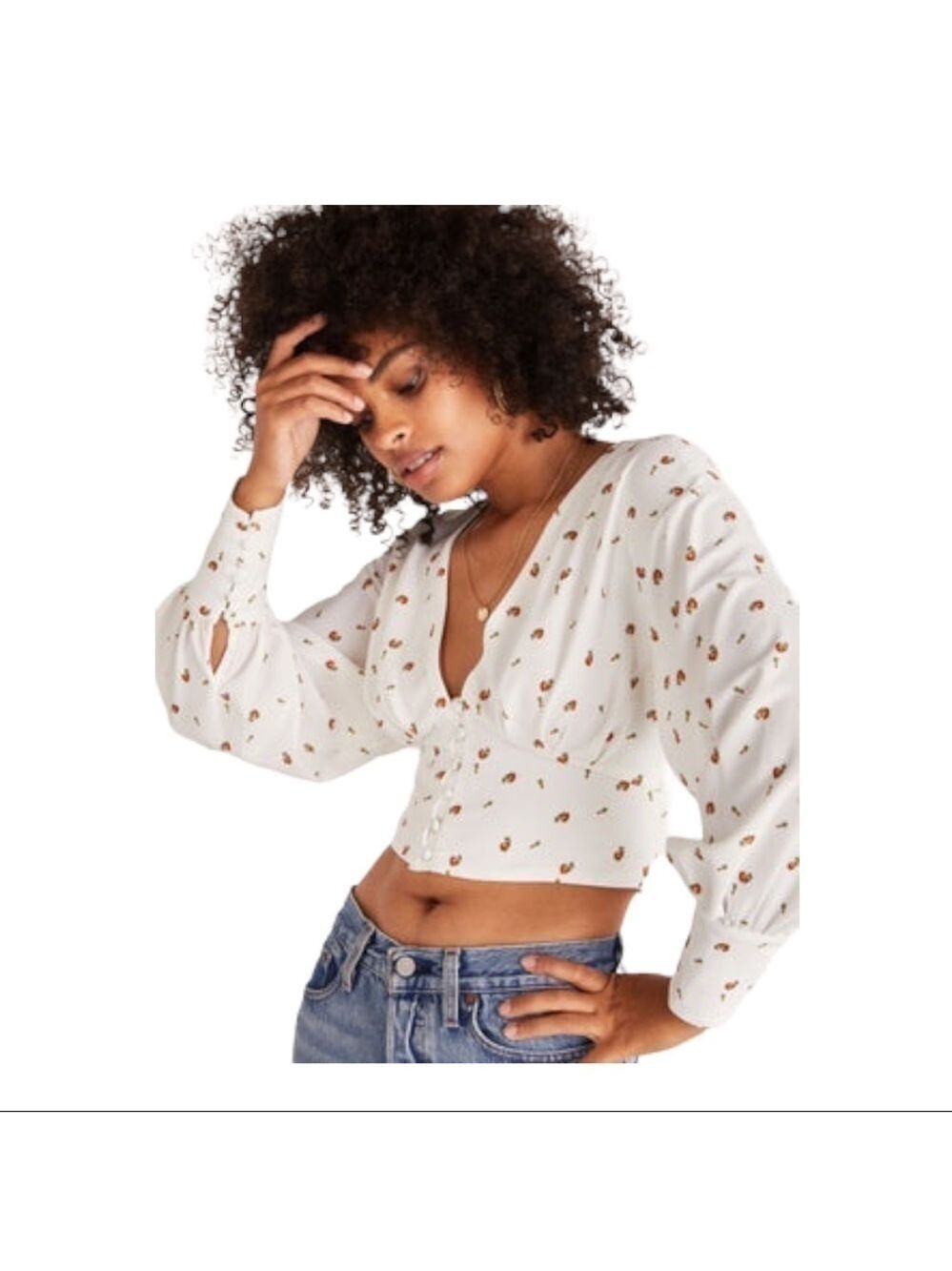 Backyard Rose ALEX BUTTON FRONT ROSE TOP